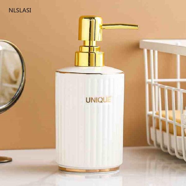 

400ml outline in gold home el bathroom supplies disinfectant shampoo ceramic press bottle soap dispenser empty lotion liquid