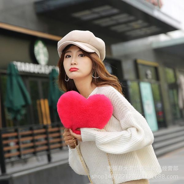 

evening bags plush love shoulder imitation fur bag