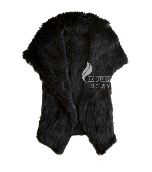 

women's vests cx-g-b-38 est style knitted real fur vest, Black;white