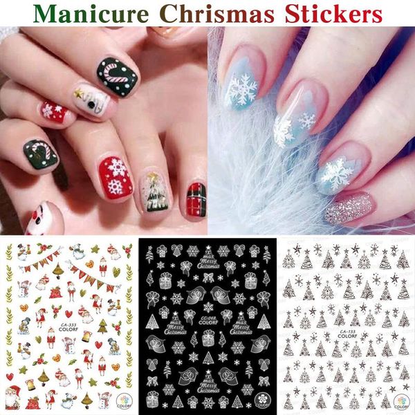 

nail art kits christmas sticker 3d waterproof adhesive series patch decoration 2021