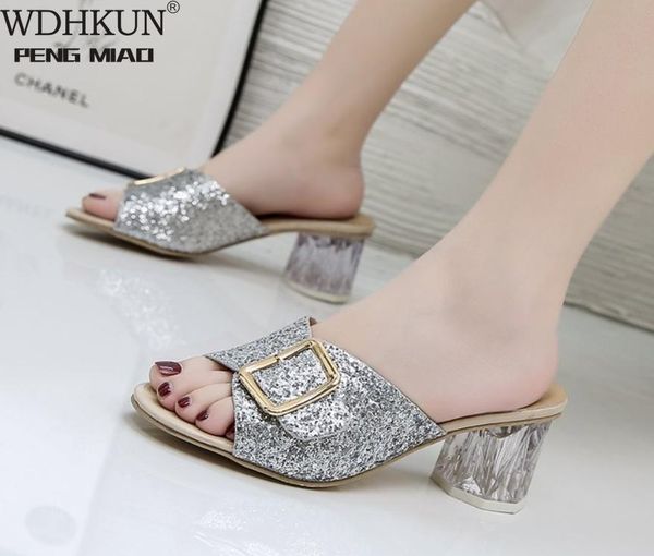 

women fashion wild beach flip flops bright diamond heel outdoor sandals for shoes slippers, Black