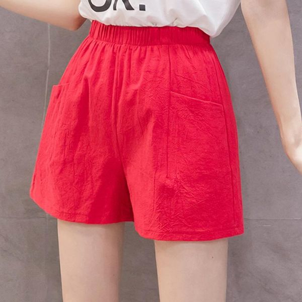 

womens shorts ladies running summer elastic waist fashion pocket plus size women's, White;black