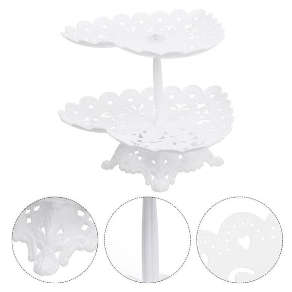 

double layer cake stand bouquet wedding rack heart shaped plate tray hooks & rails