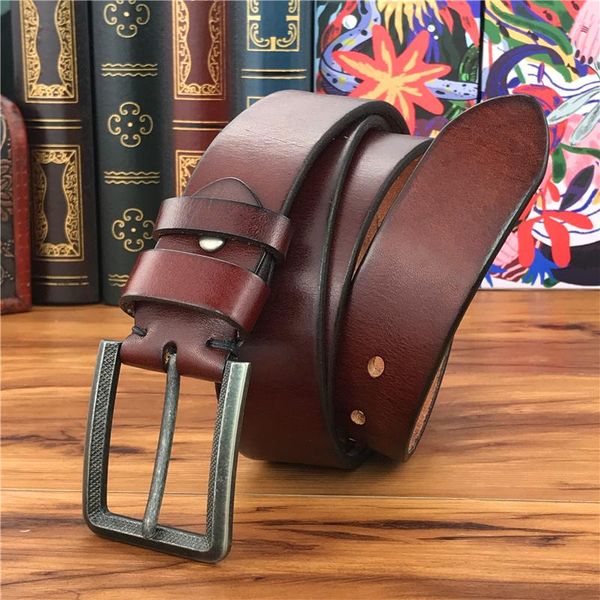 

genuine leather men belt vintage pin buckle ceinture homme wide jeans waist riem strap mbt0042b belts, Black;brown