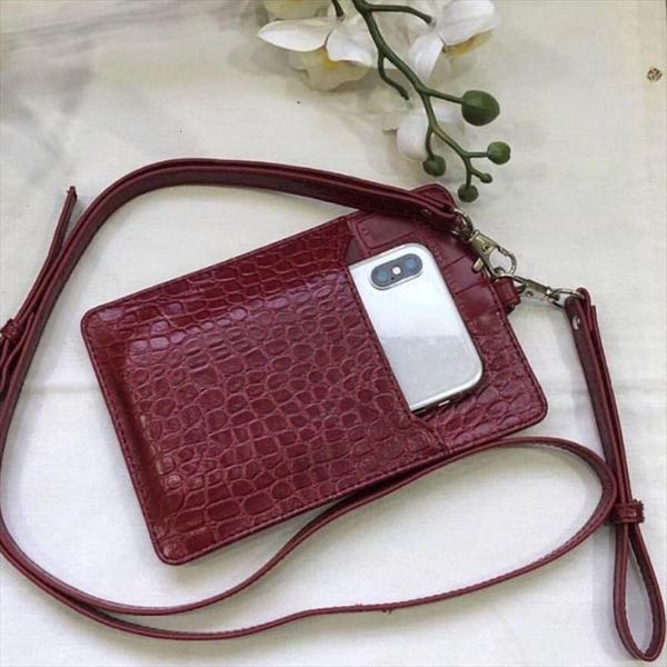 

genuine leather card holder men women cow with crocodile pattern wallet custom name id credit, Red;black