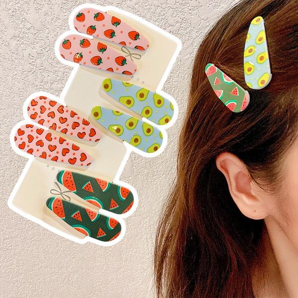 

hair accessories 8pcs lovely printed cute fruit bb clips hairpins girls sweet basic side clip children headwear, Slivery;white