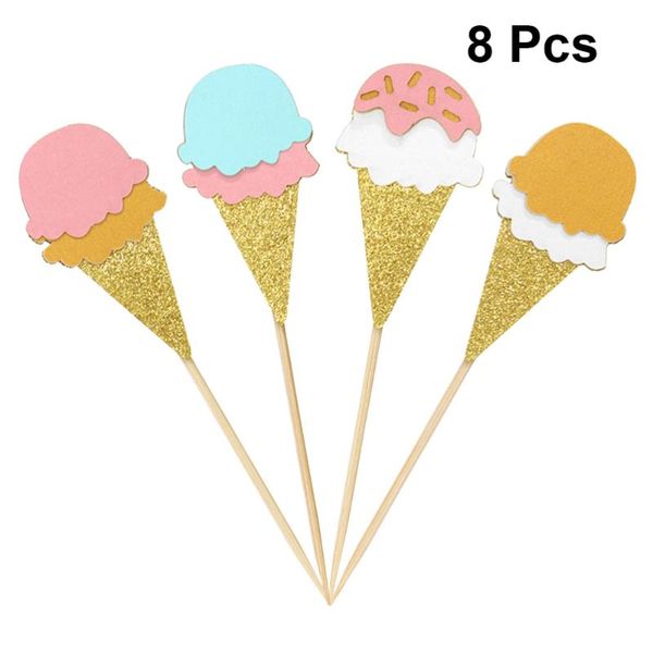 

other festive & party supplies 8pcs ice cream cake ers adorable shiny picks paper cupcake decor for wedding birthday festival