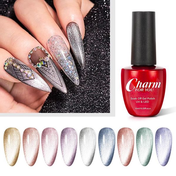 

cat eye hybrid varnishes gel soak off smoothie wide eyes magnetic polish bright silver uv nail, Red;pink
