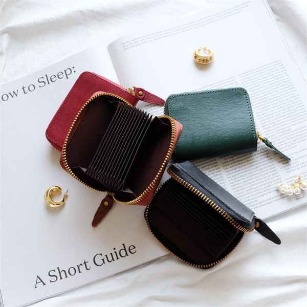 

card holders wallets holder women mini mens coin purse couple bags genuine cow leather retro handmade cute small handbags lady diy gift, Brown;gray