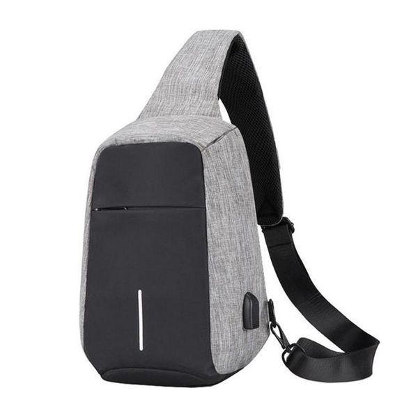 

backpack recreation one shoulder chest bag male nylon waterproof anti-theft usb charging travel package