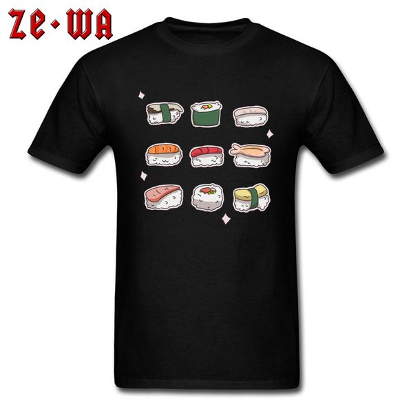 

ccccsportcute sashimi sushi 90s style print t shirts short sleeve 100% cotton round neck boy t shirt kawaii cartoon t-shirts gift, Black;yellow