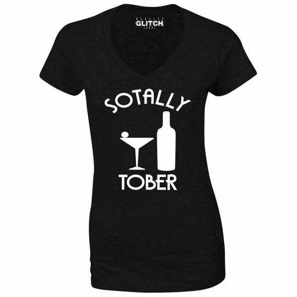 

womens sotally tober t-shirt - v-neck funny drinking stag do bachelor party, White;black