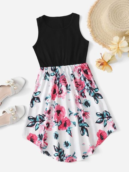 

toddler girls floral print dress she, Red;yellow