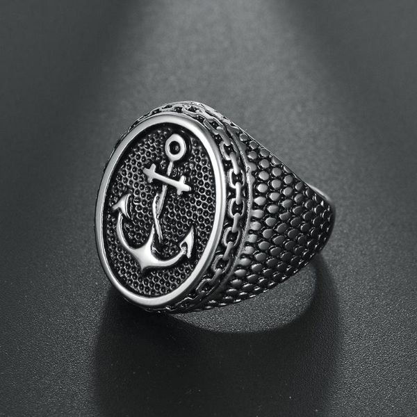 

stainless steel iron knights templar cross boat anchor wedding ring hiphop/rock party vintage finger rings, Slivery;golden