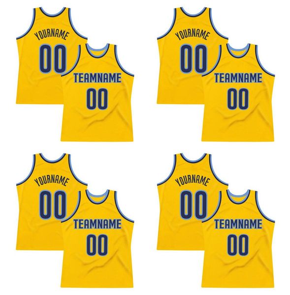 

custom gold navy-light blue authentic throwback basketball jersey, Black