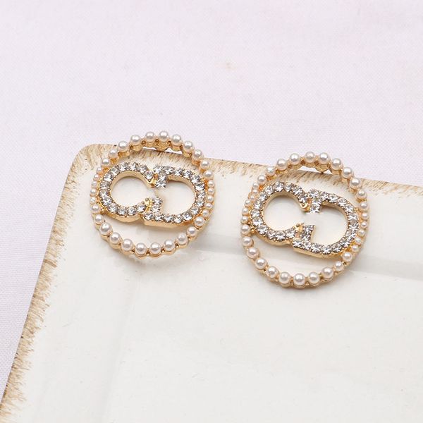 

70% off family small letter trend earrings women's new french pearl simple personality fashion earrings, Golden;silver