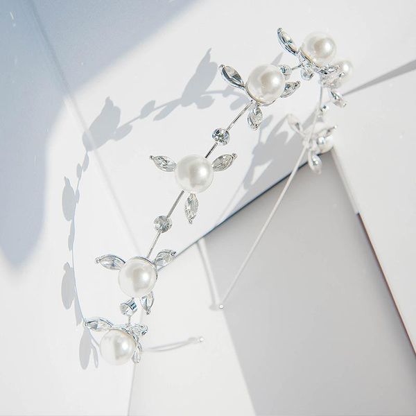 

hair clips & barrettes ly floral beaded headband fresh girl bridal hoop faux pearl rhinestones headdress accessories for bride women, Golden;silver