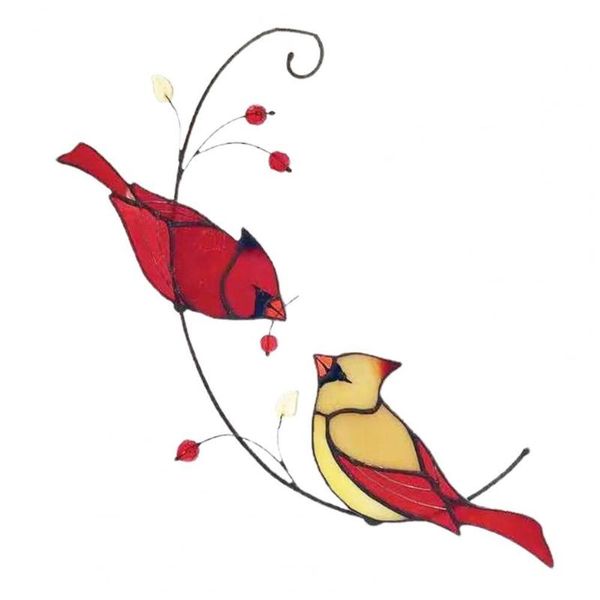 

decorative objects & figurines red birds ornaments stained glass jewelry lovebirds window decoration gifts