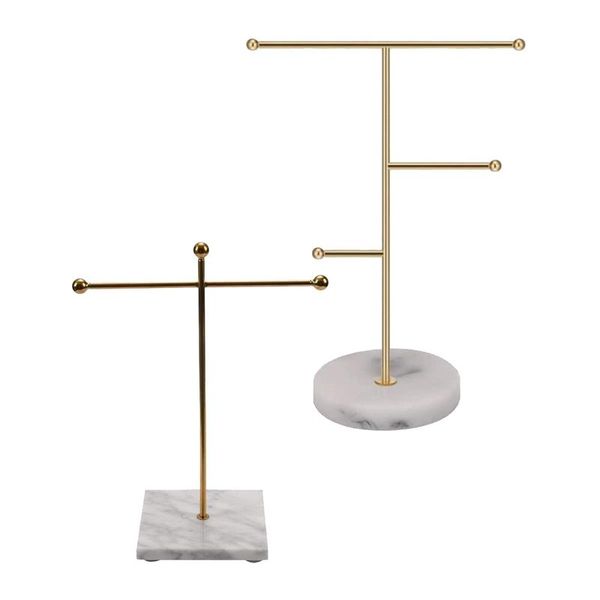 

jewelry pouches, bags 2pcs marble gold support rod necklace stand display ring earring storage rack bracelet, Pink;blue