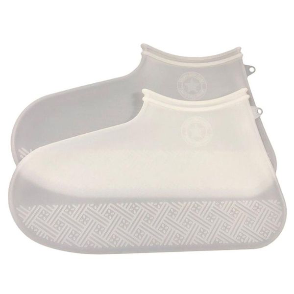

shoe parts & accessories silicone thicken durable hiking protector non slip waterproof reusable outdoor solid portable rain boots cover wash, White;pink