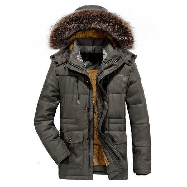 

men's leather & faux men winter coats and jackets hooded long warm parkas male down large size slim fit parka fz3s, Black