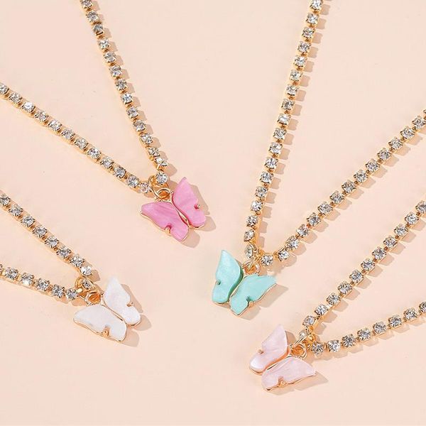 

chokers small fresh color butterfly necklace clavicle chain travel simple jewelry couple anniversary gift hundred matching accessories, Golden;silver