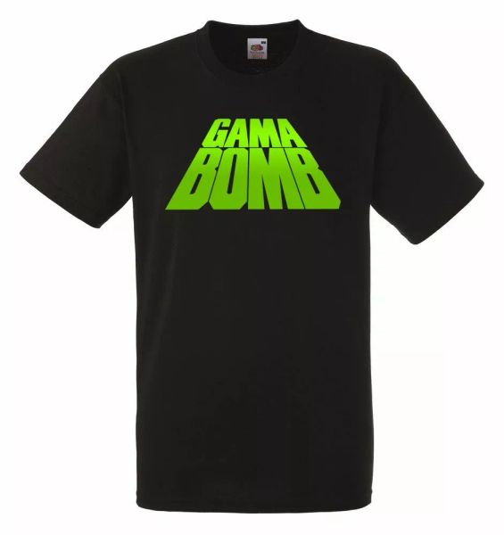 

gama bomb logo black mens t-shirt men rock band tee shirt, White;black