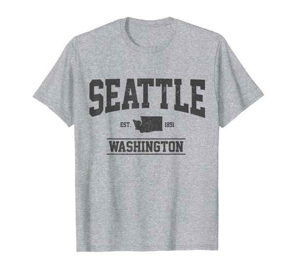 

seattle washington est. 1851 state map souvenir gift t-shirt, White;black