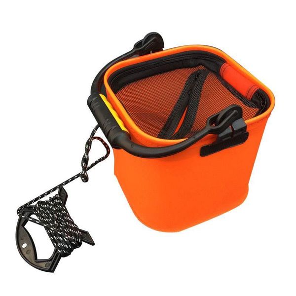 

fishing accessories 20 cm eva water bucket with rope collapsible for camping/fishing (orange)