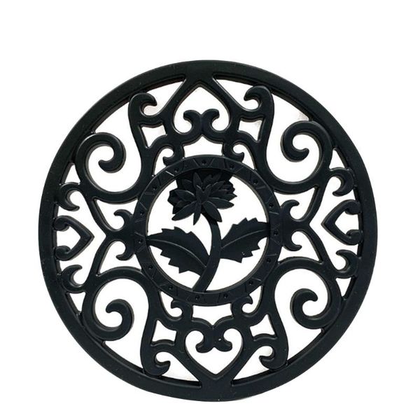 

table runner hollowed household silicone pot mat round kitchen tool spoon rest non slip decoration trivet heat resistant