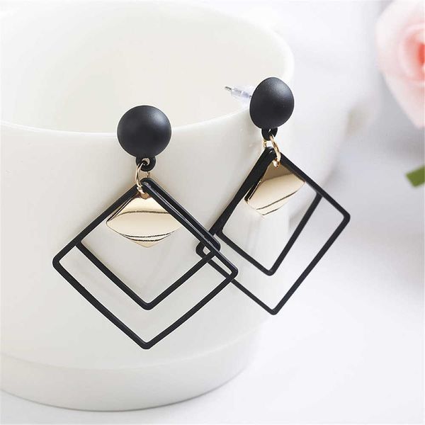 

korean temperament simple long hollow earrings versatile personality geometric designer jewelry, Golden