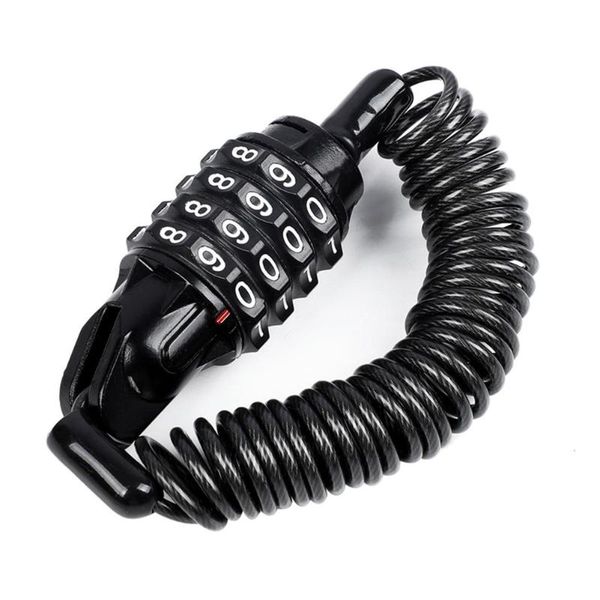 

bike locks portable mini helmet lockstitch durable black mtb bicycle anti-theft cable lock chain 4 digit code combination safe tool