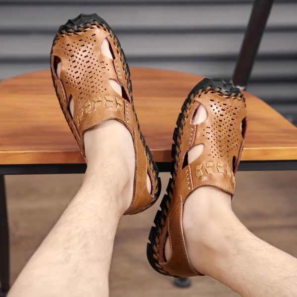 

sandals casual sport man hombre sandles sandal romanas sandalsslippers erkek sandalet shoes homme ete leather 2021 size roman, Black