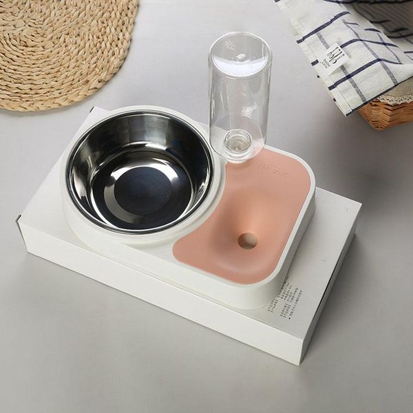 

dog bowls & feeders automatic feeder bowl pet cat drinking water 500ml bottle kitten slow feeding container supplies