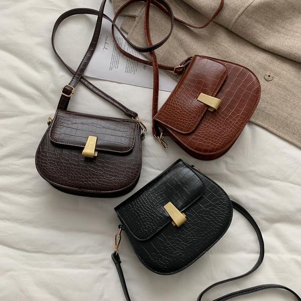 

evening bags luxury fashion women crossbody bag crocodile semicircle saddle soft leather shoulder for ladies handbags designer 2021