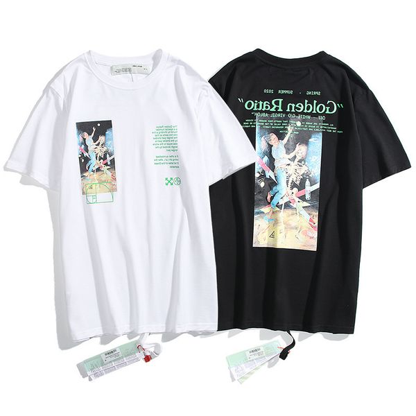 

chaopai off oil painting dancing girl skull short sleeve t-shirt, White;black