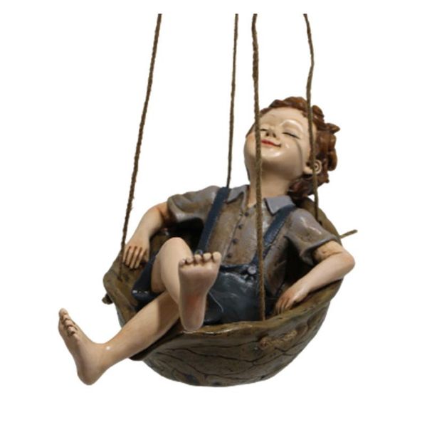 

garden decorations 1pc resin swing boy hanging ornament outdoor adornment
