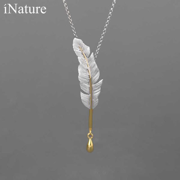 

designer necklace 925 sterling silver fine jewelry vintage feather pendant for women gift