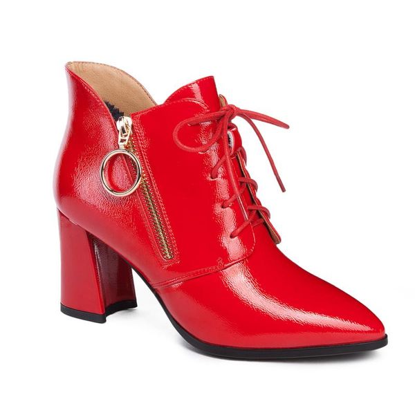 

boots aimaylen designer ankle for women pointed toe red black shoes woman