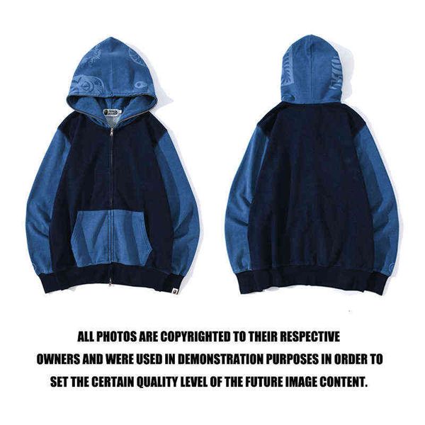 

brand fashion stitched denim sweater men's and women's couple's hoodie, Black