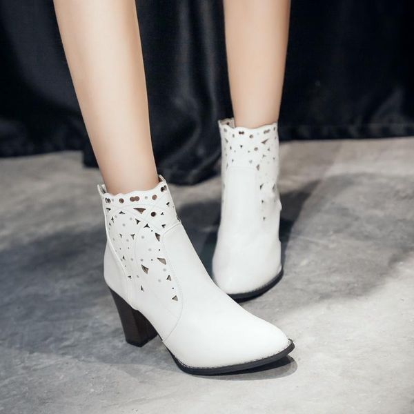 

boots spring and autumn hollow mesh high heels short women's bare, Black