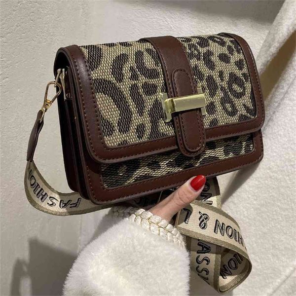 

80% off outlet store this year's popular small bag women's new leopard print autumn and winter broadband messenger high sense squa, Black;red