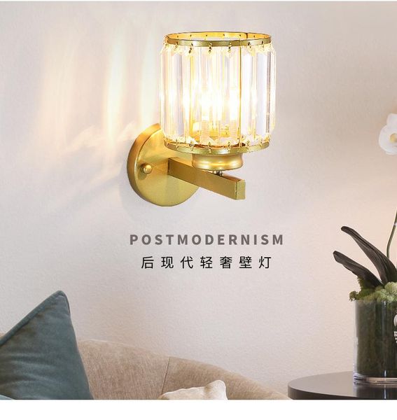 

crystal luminaria living room decoration glass wall sconces iron wood corridor lamp bedroom bedside