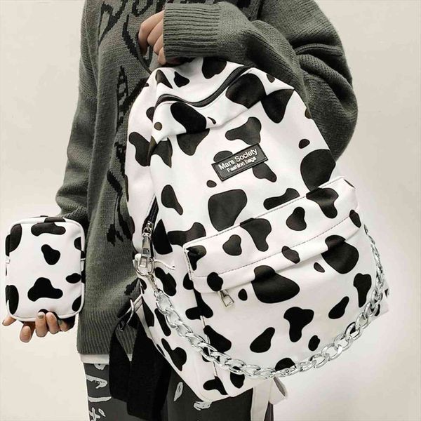 

trendy women backpack cute cow printing school bag for teenager girls fashion rucksack waterproof lady travel mochila