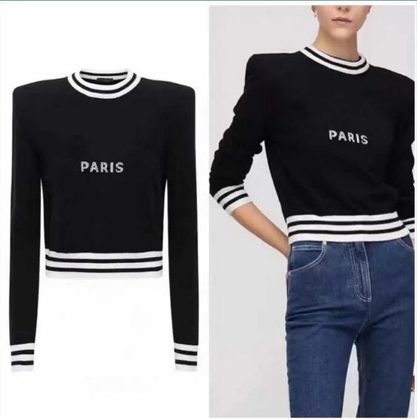 

sweater women's sweaters crew neck hoodies striped fashion long sleeve women high end jacquard knitting sweaters coats, White;black