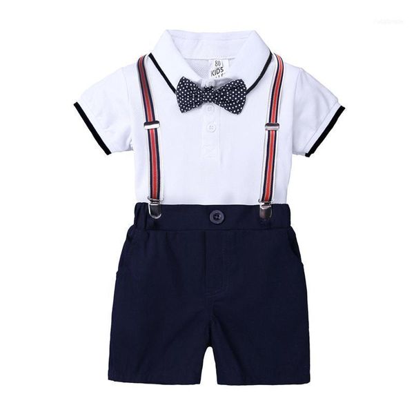 

clothing sets baby boy clothes summer gentleman birthday suits bow tie short-sleeved shirt shorts romper suit infant toddler set kids1, White