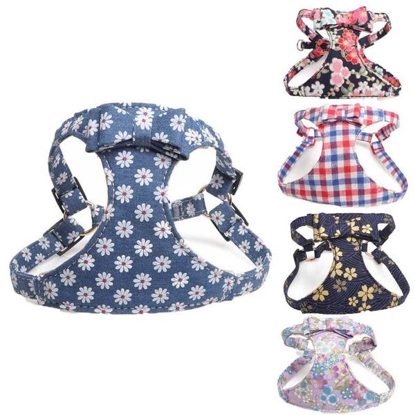 

adjustable lovely bow-knot pet dog harness puppy dogs safe travel supplies for small collars & leashes