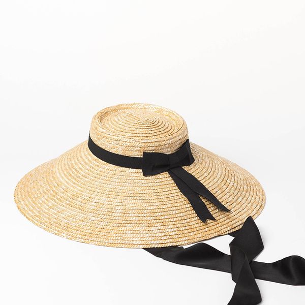 

fashion big hat straw with shallow roof and large eaves, Blue;gray