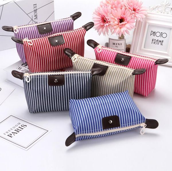

dumplings shape cosmetic bag women fashion striped make up kit small makeup bags portable travel organizer storage