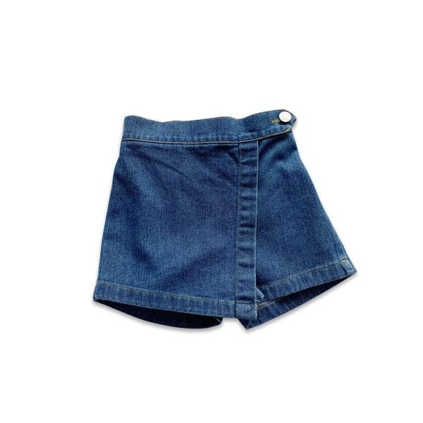 

2021 fashion baby summer clothes1-6y kids baby girl denim culottes solid shorts skirts sewing patchwork mini plain jeans skirts, Blue